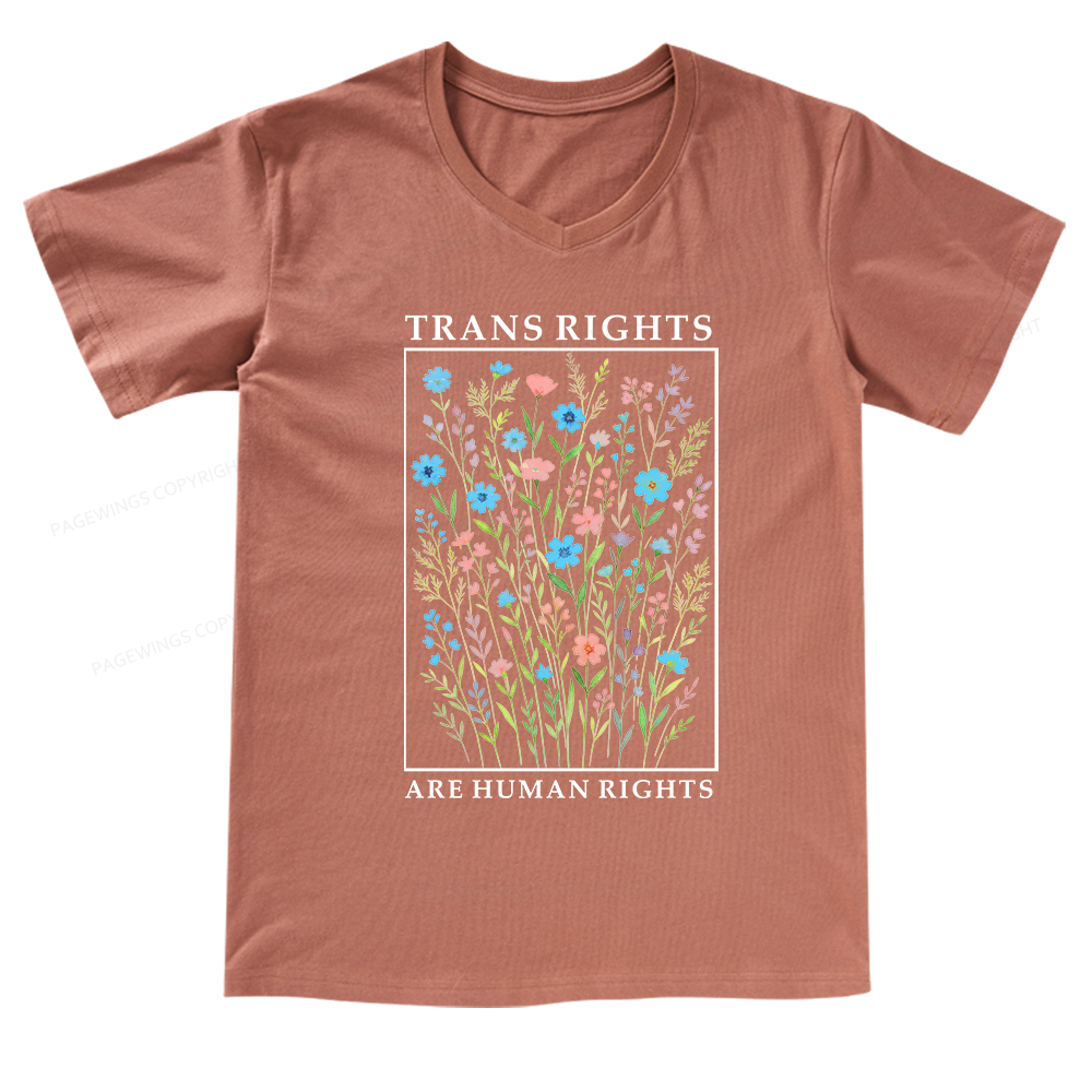 Pagewings Trans Rights Are Human Rights V-neck T-shirt