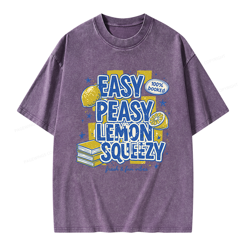 Pagewings Easy Peasy Lemon Squeezy Unisex Washed T-shirt