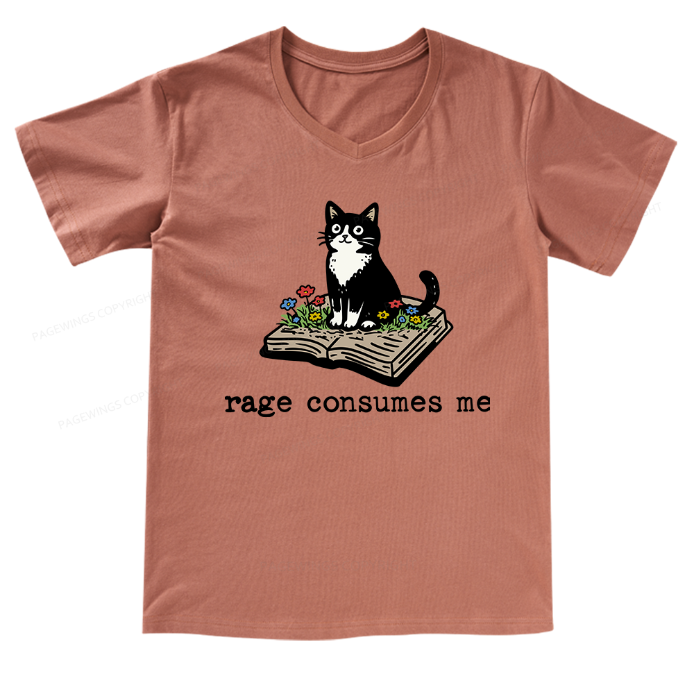 Pagewings Rage Consumes Me V-neck T-shirt
