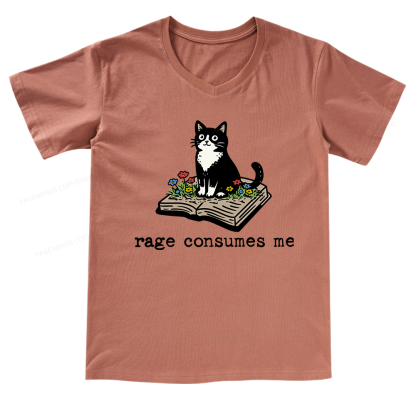 Pagewings Rage Consumes Me V-neck T-shirt