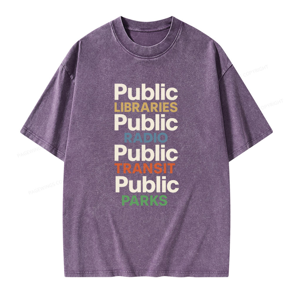 Pagewings Public Libraries Unisex Washed T-shirt