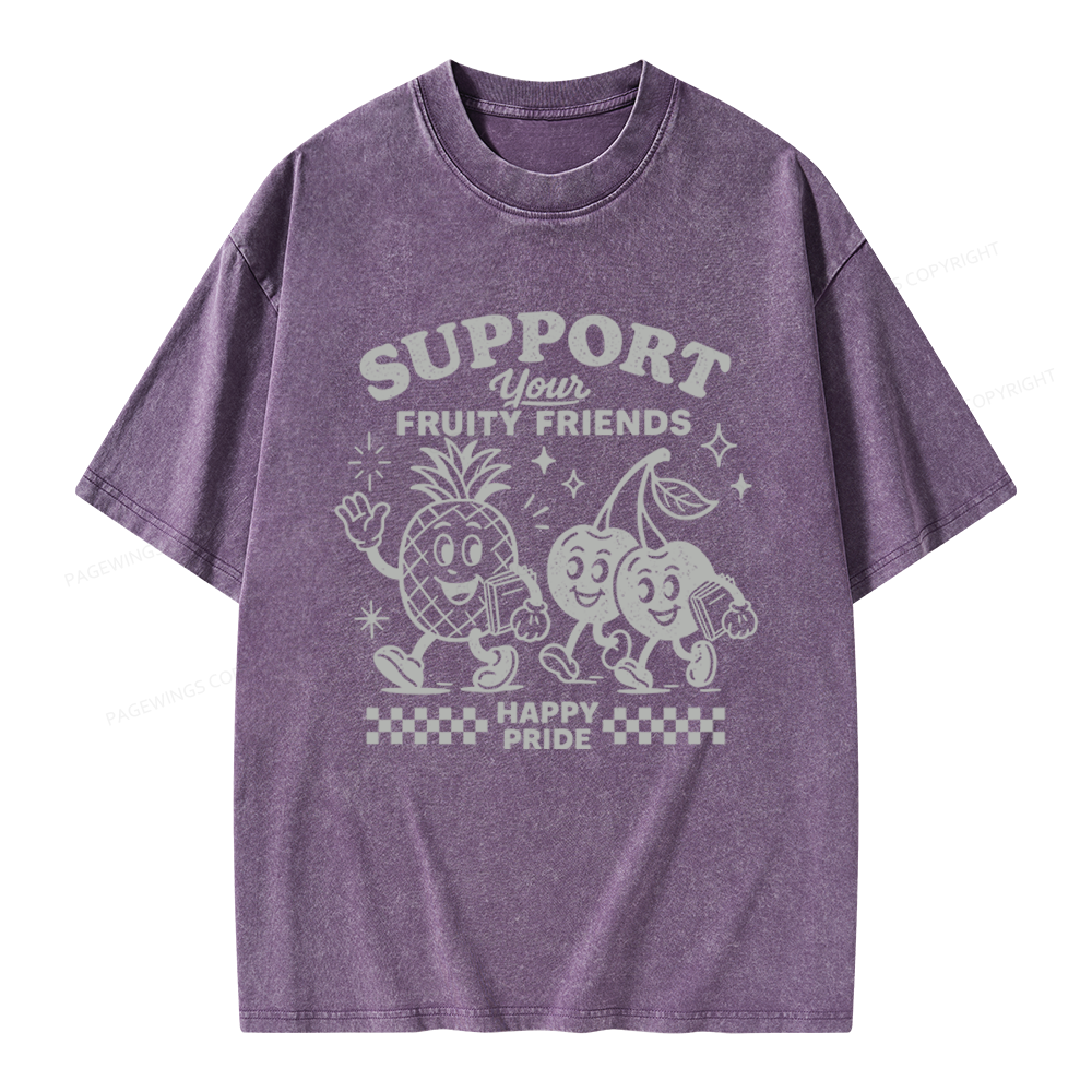 Pagewings Fruity Friends Unisex Washed T-shirt