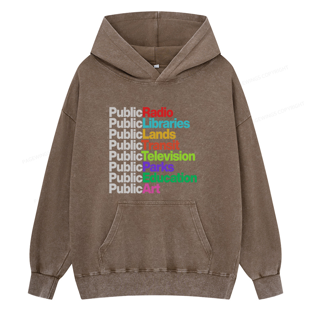 Pagewings Public Libraries Unisex Washed Hoodie