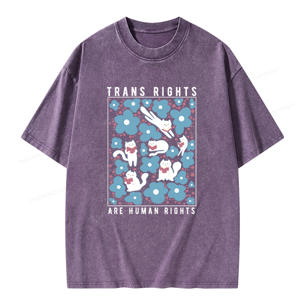 Pagewings Trans Rights Are Human Rights Unisex Washed T-shirt