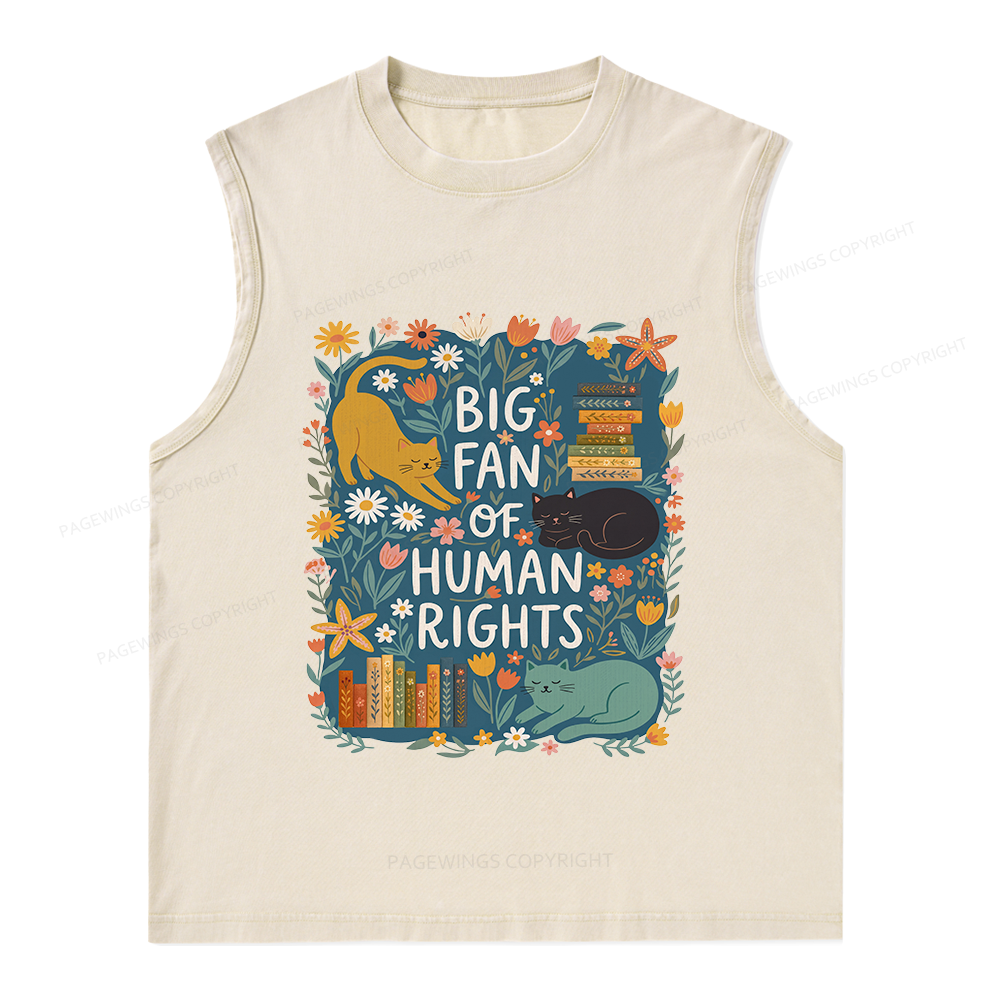 Pagewings Big Fan Of Human Rights Unisex Washed Tank Top