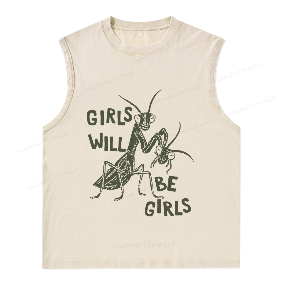Pagewings Girls Will Be Girls Unisex Washed Tank Top