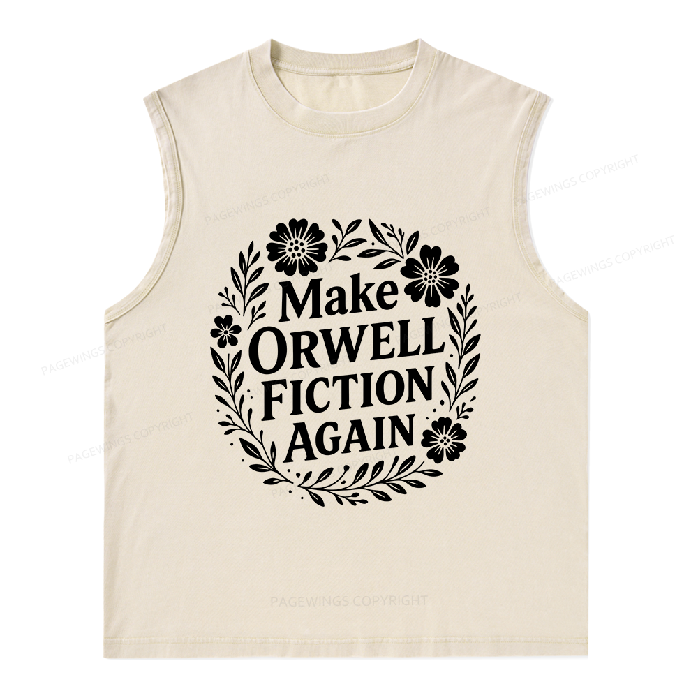 Pagewings Make Orwell Fiction Again Unisex Washed Tank Top
