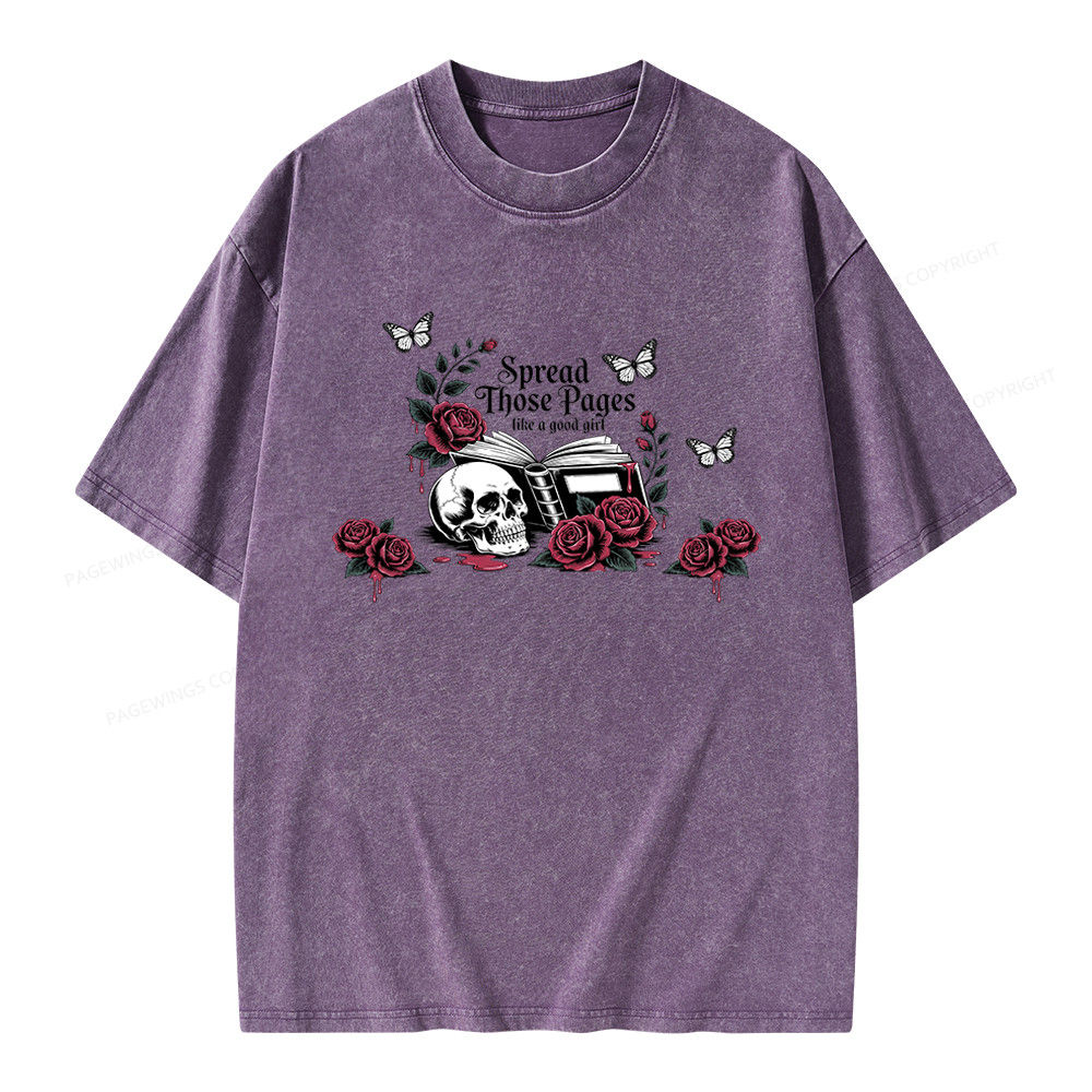 Pagewings Dark Academia Book Lover Unisex Washed T-shirt