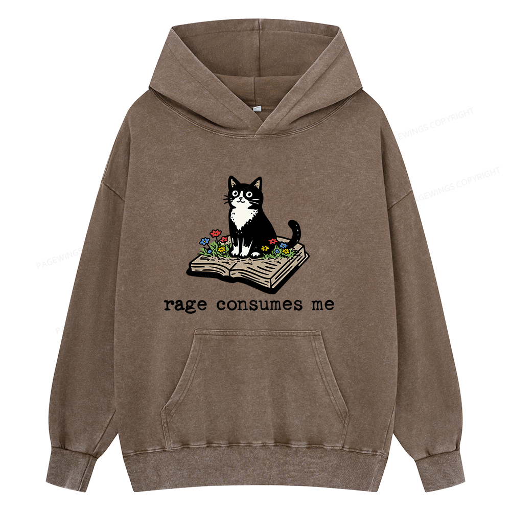 Pagewings Rage Consumes Me Unisex Washed Hoodie