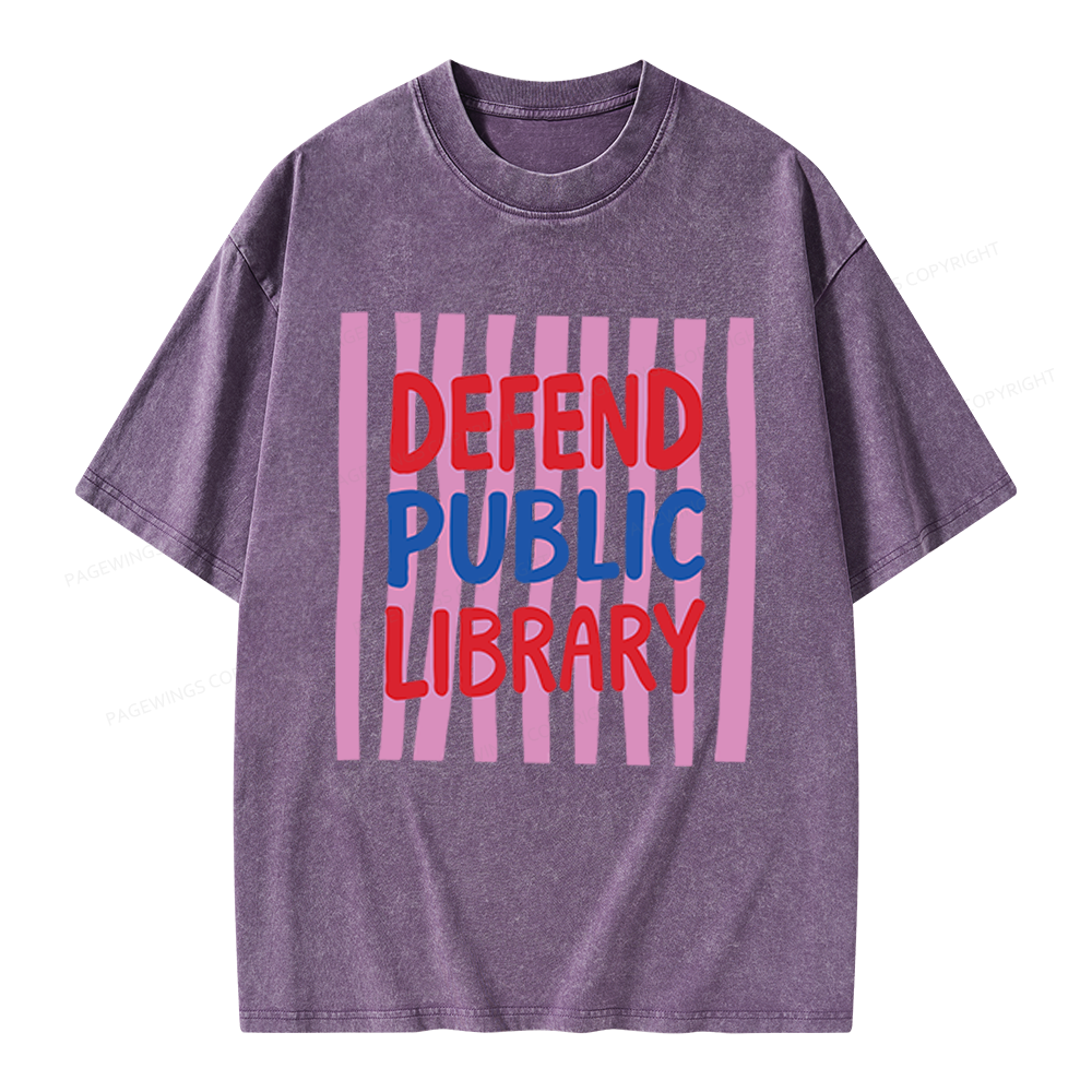 Pagewings Defend Public Library Unisex Washed T-shirt