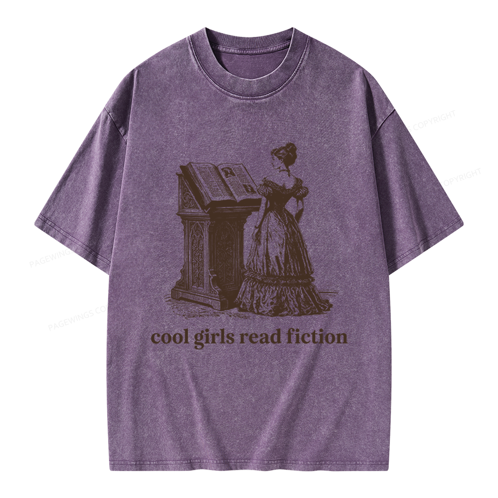 Pagewings Cool Girls Read Fiction Unisex Washed T-shirt