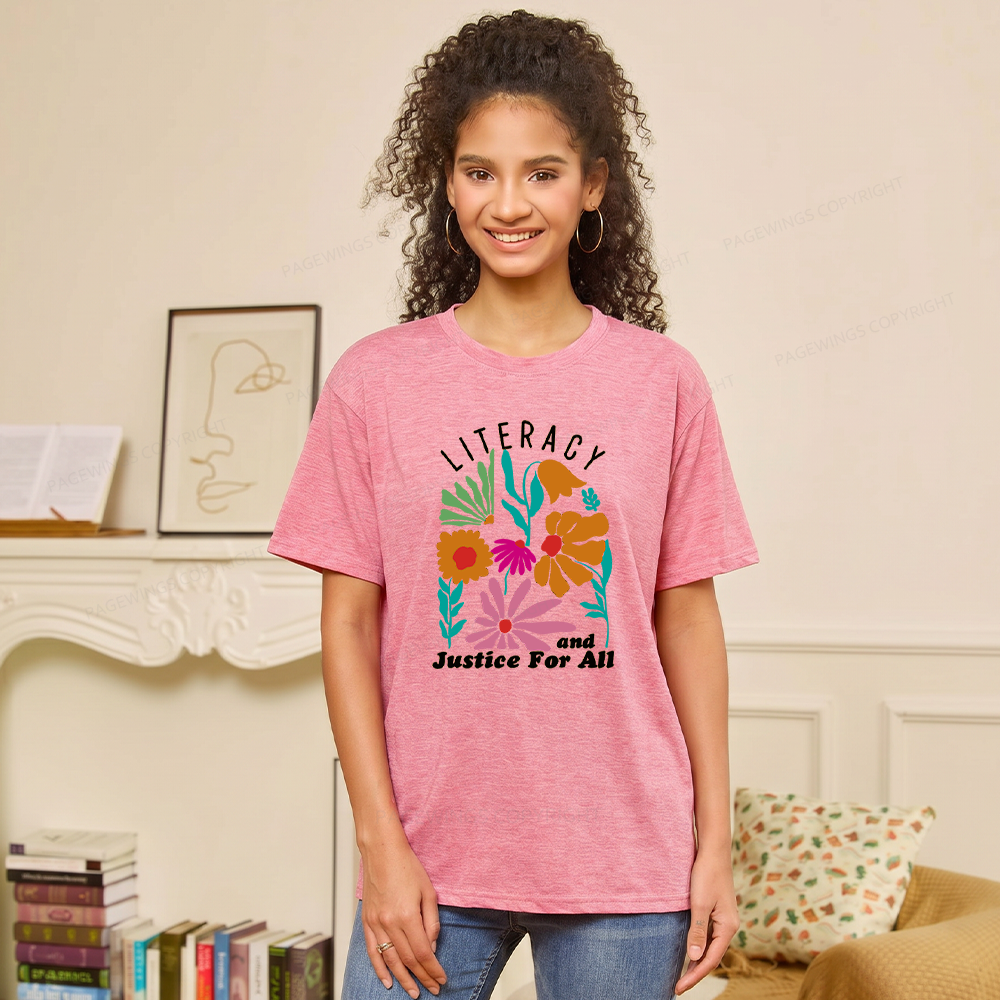 Pagewings Soft Literacy And Justice Unisex Heather T-Shirt