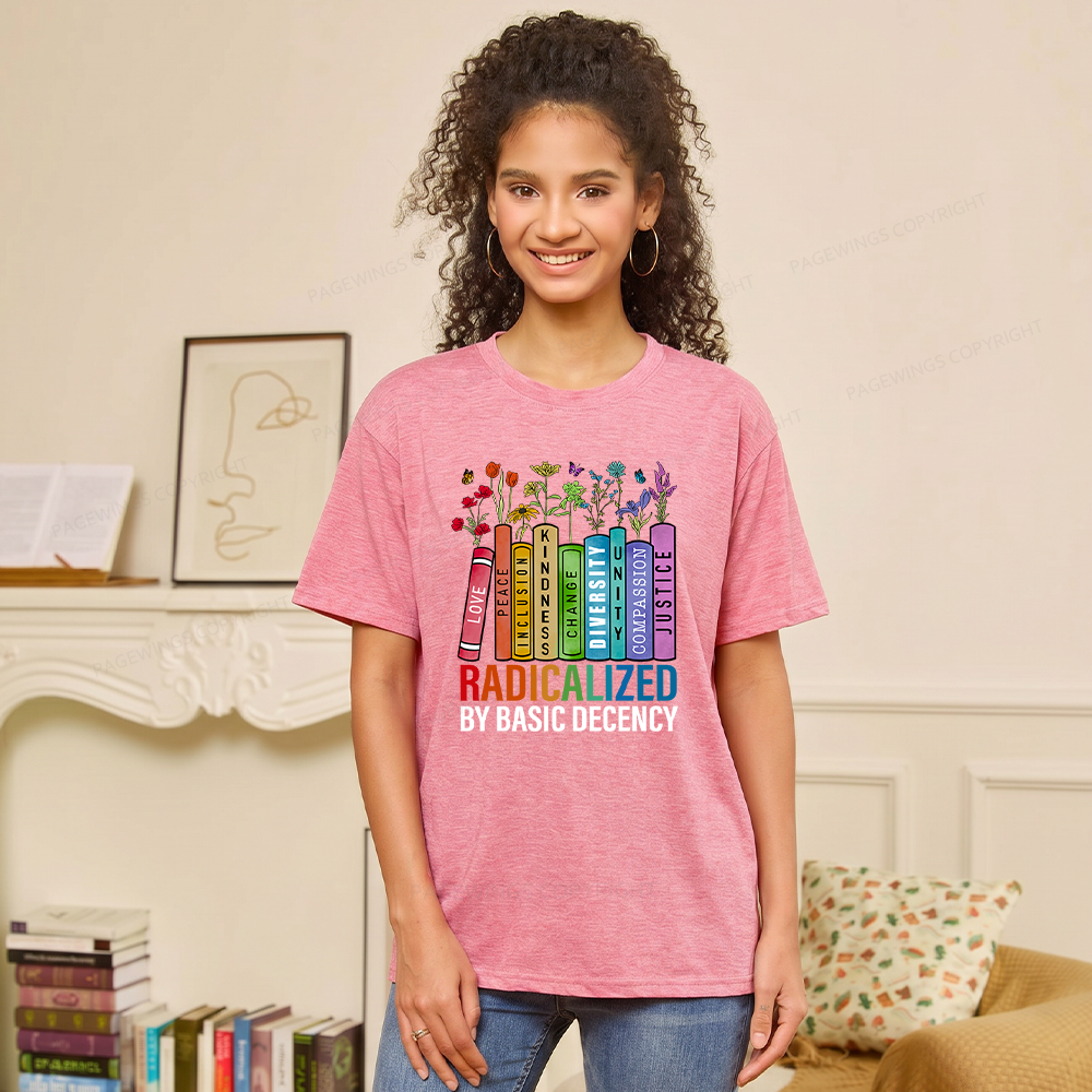 Pagewings Soft Radicalized by Basic Decency Unisex Heather T-Shirt