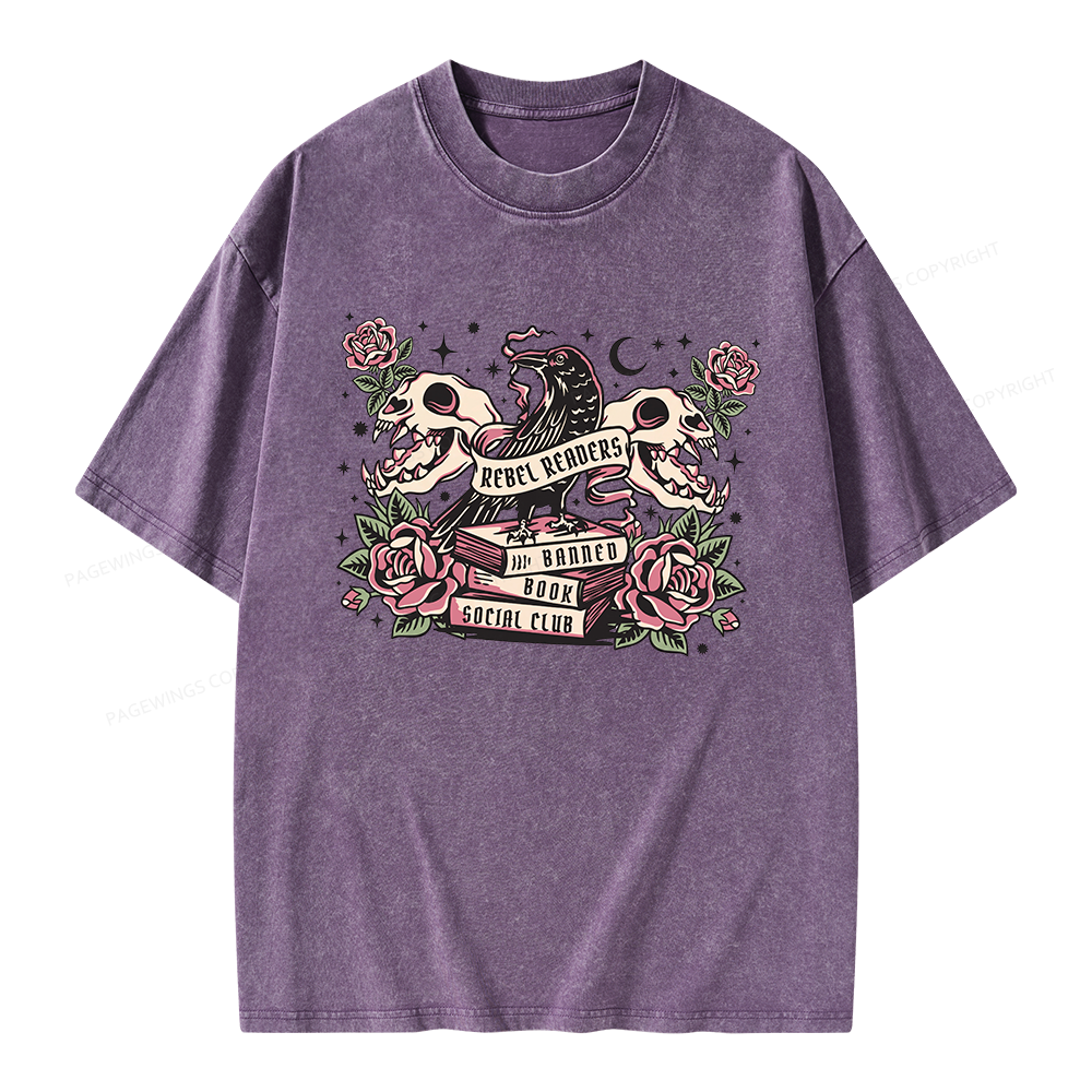 Pagewings Rebel Readers Banned Book Social Club Unisex Washed T-shirt