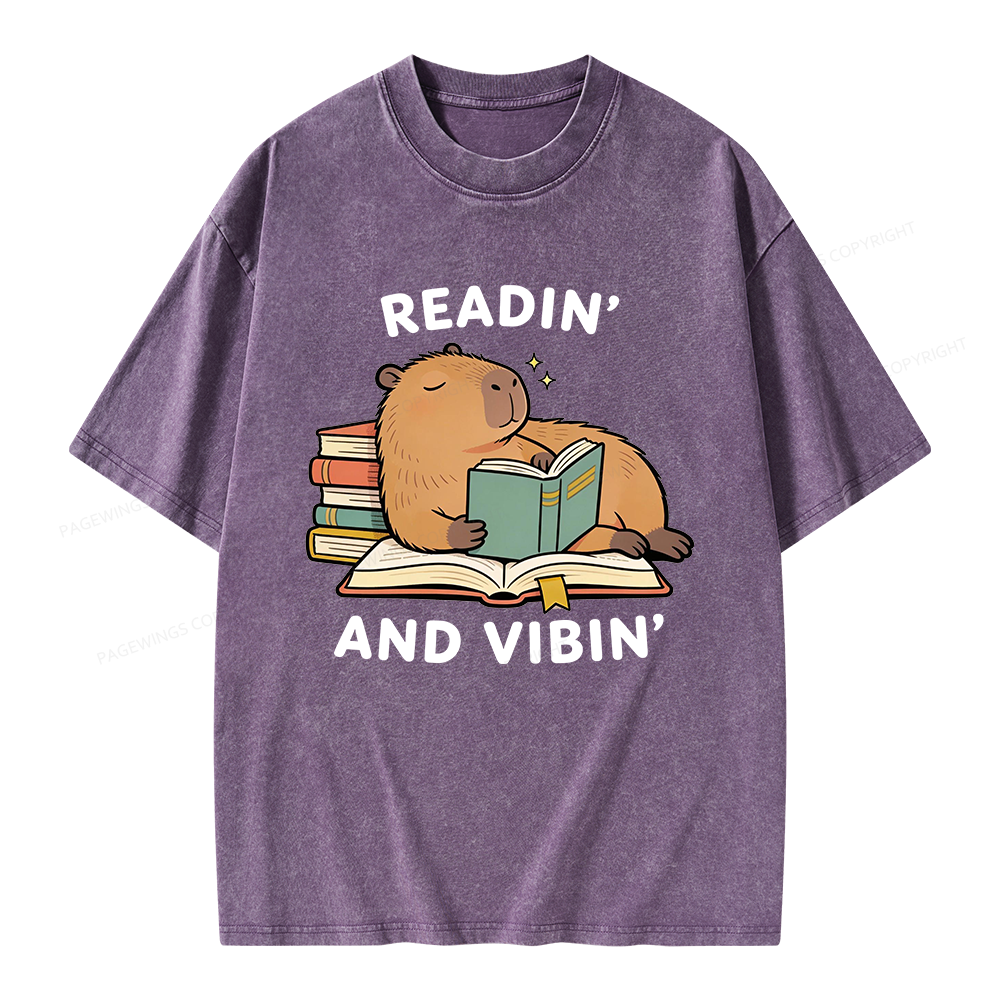 Pagewings Readin' And Vibin' Unisex Washed T-shirt