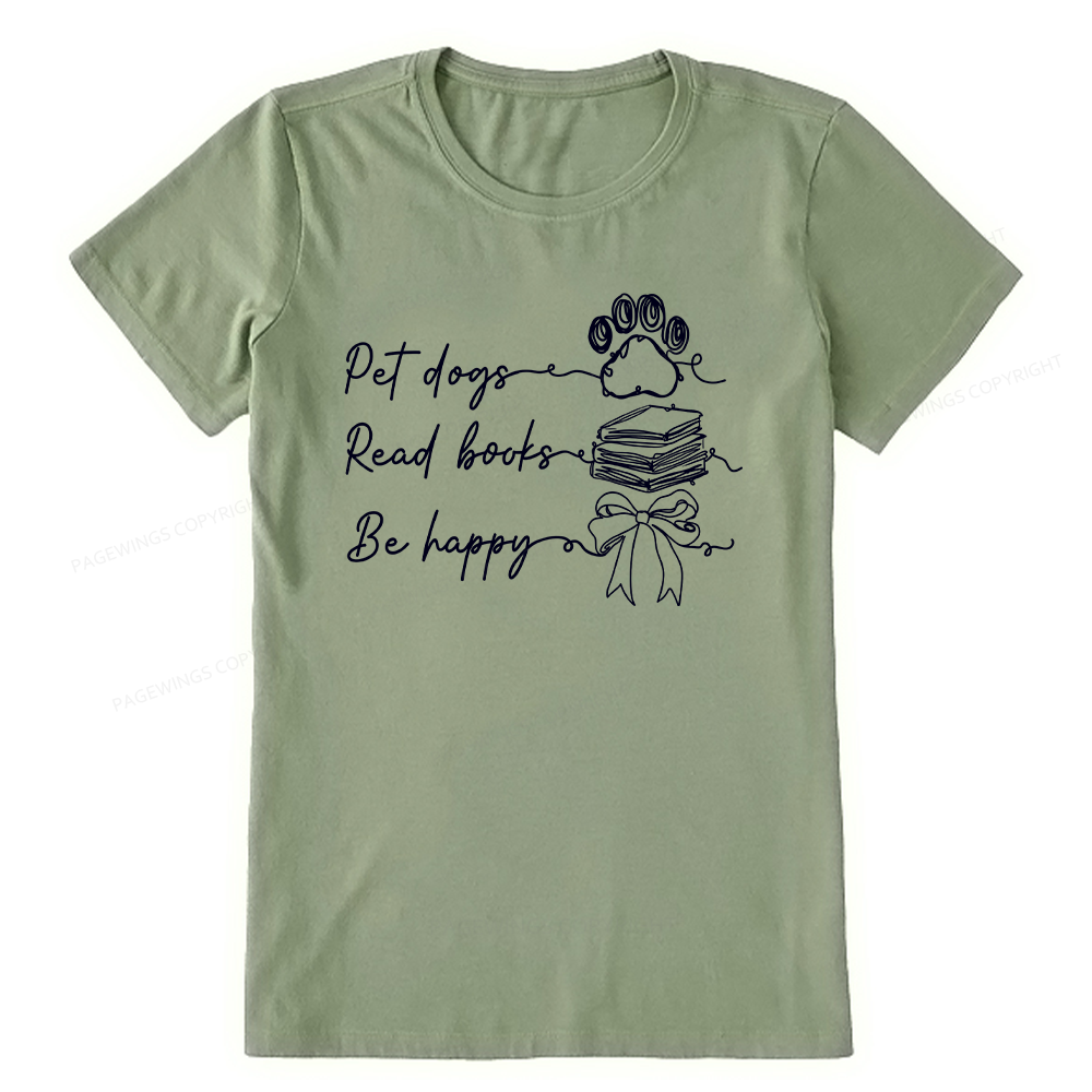 Pagewings Pet Dogs Read Books Be Happy Unisex Classic T-shirt