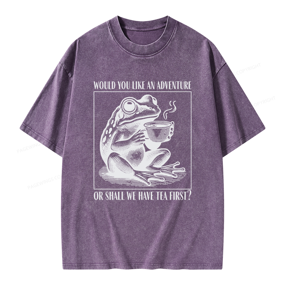 Pagewings Funny Frog Unisex Washed T-shirt