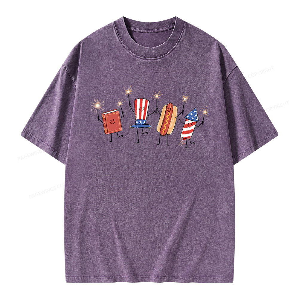 Pagewings Funny Sumer 250th Unisex Washed T-shirt