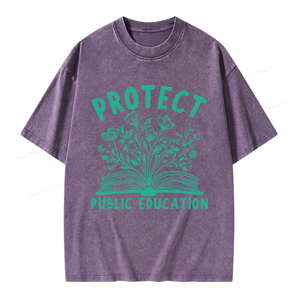 Pagewings Protect Public Education Unisex Washed T-shirt