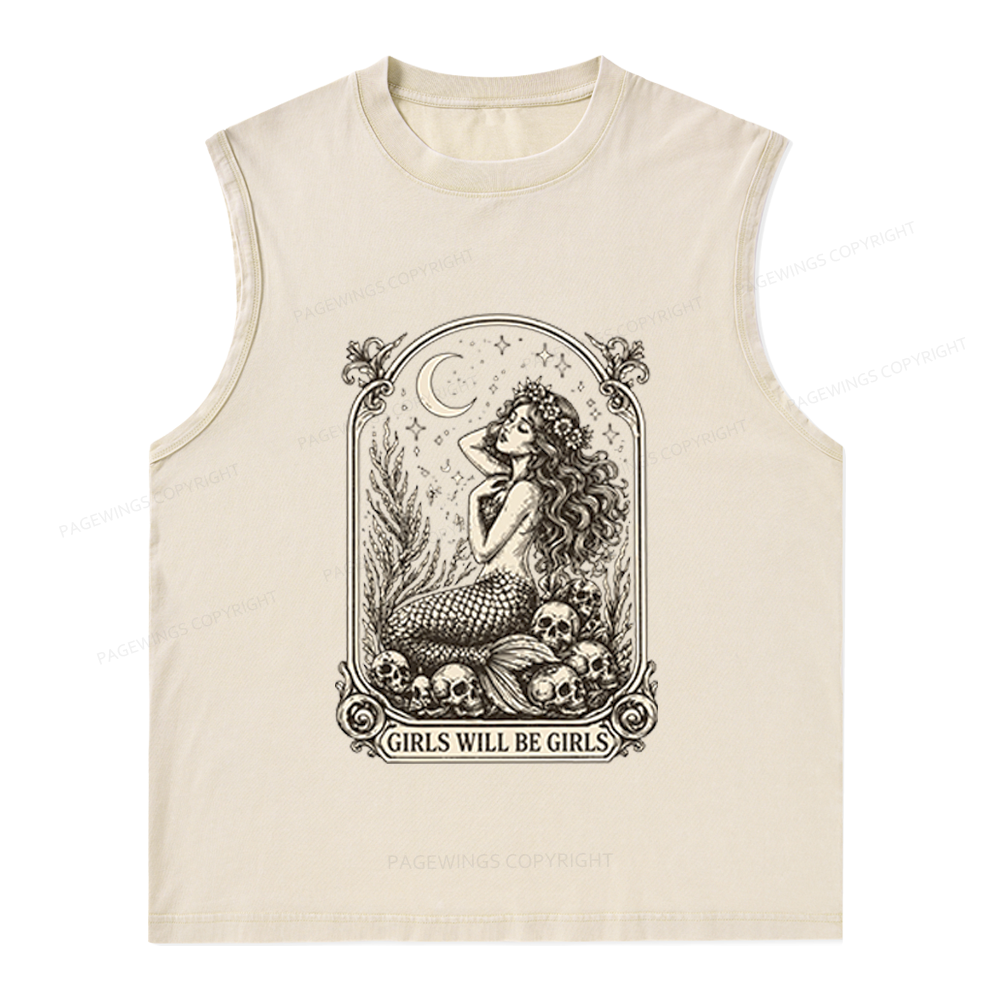 Pagewings Girls Will Be Girls Unisex Washed Tank Top