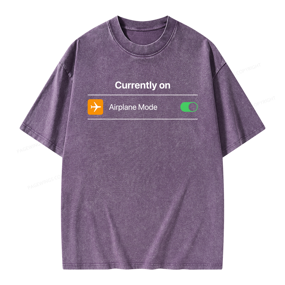 Pagewings Airplane Mode On Unisex Washed T-shirt