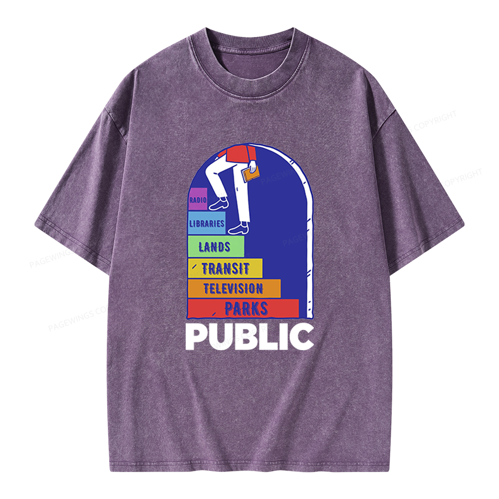 Pagewings Public Library Unisex Washed T-shirt