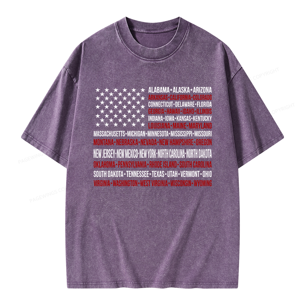 Pagewings Retro American Flag Unisex Washed T-shirt