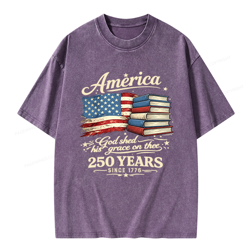 Pagewings Retro American Flag Unisex Washed T-shirt