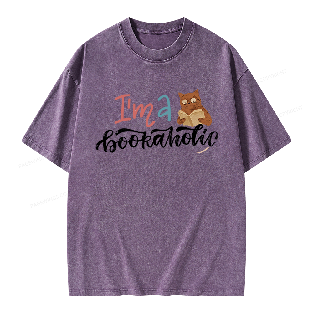 Pagewings I'm a Bookaholic Unisex Washed T-shirt