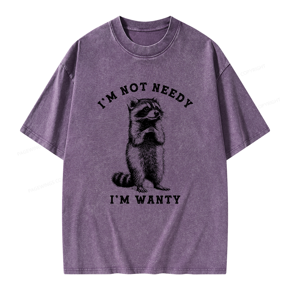 Pagewings Funny Raccoon Unisex Washed T-shirt