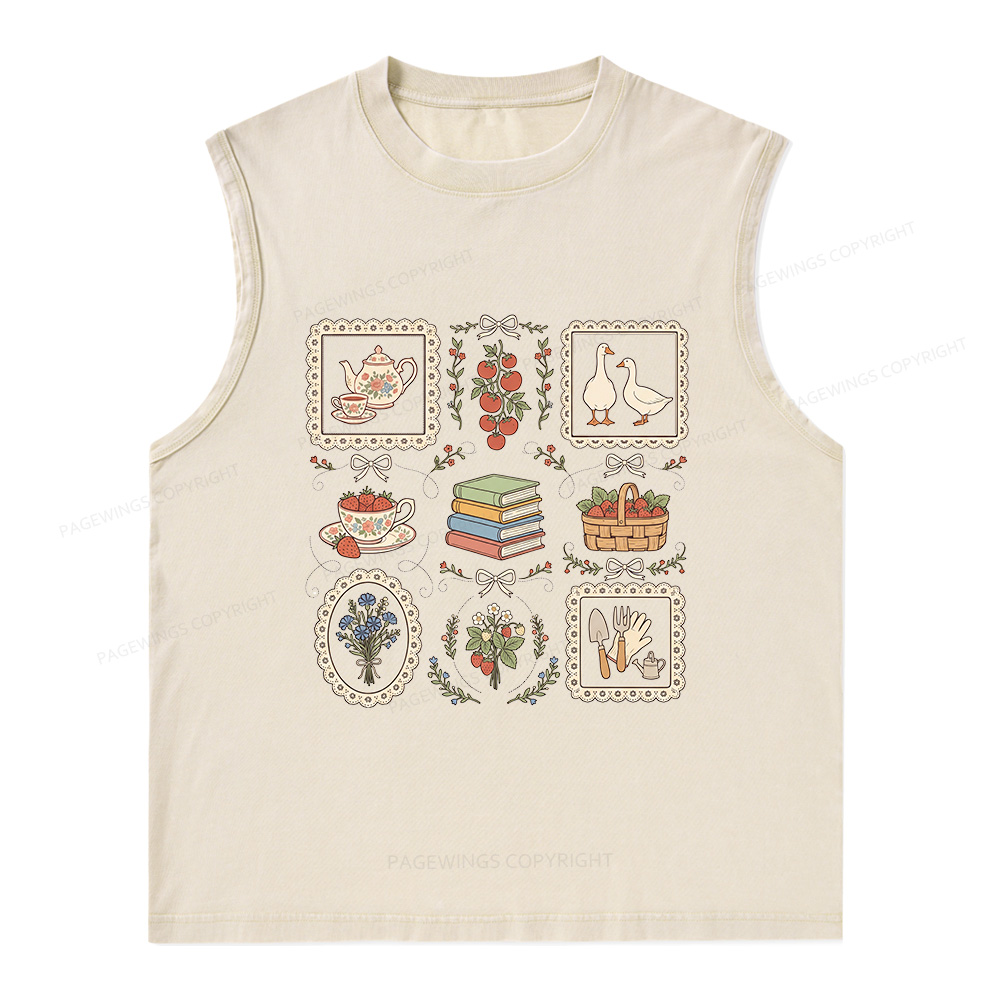Pagewings Goose Reading Unisex Washed Tank Top