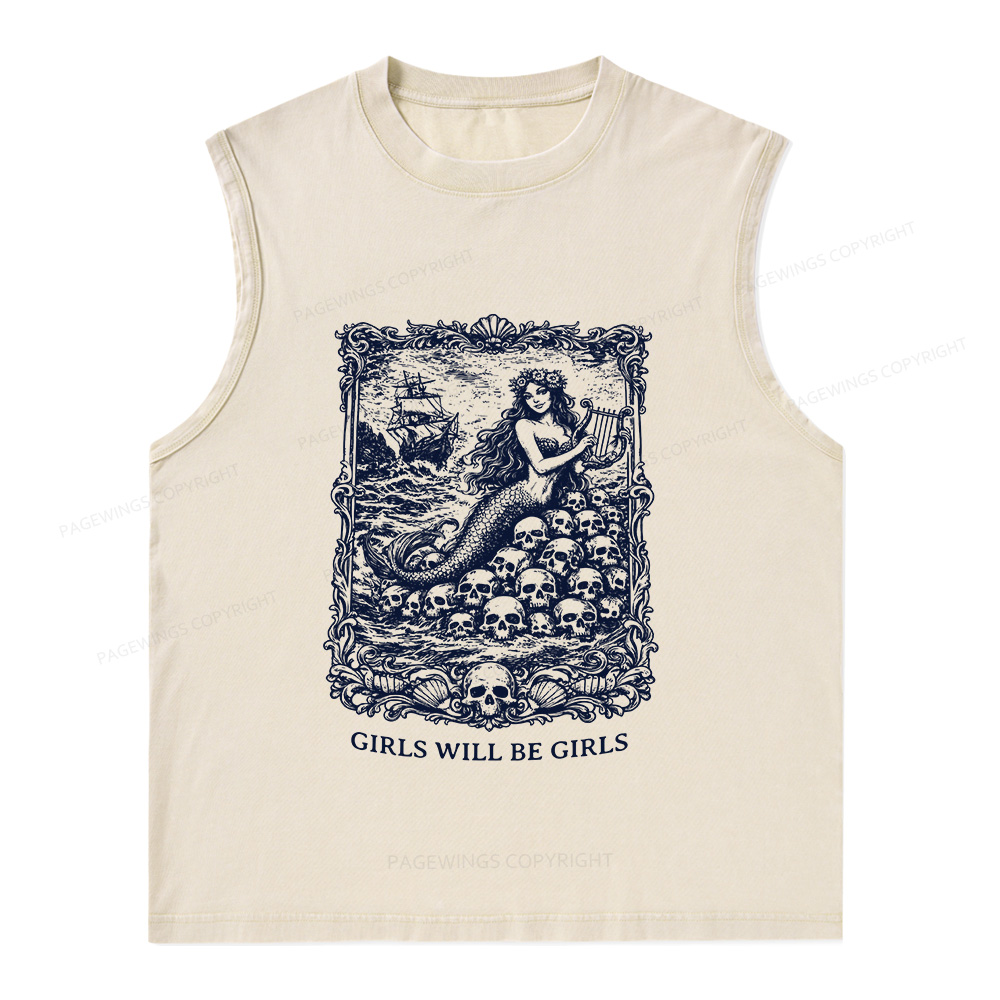 Pagewings Girls Will Be Girls Unisex Washed Tank Top
