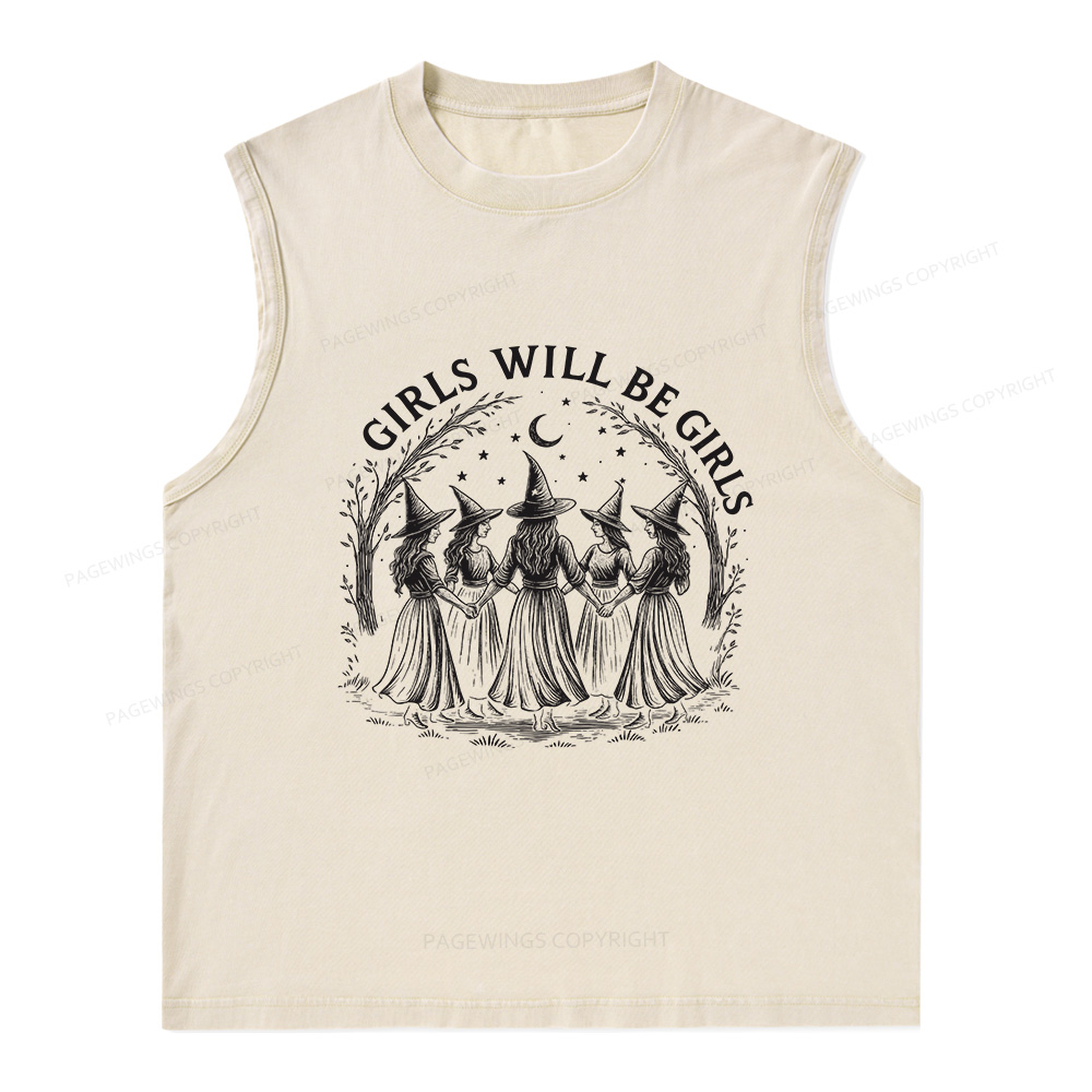 Pagewings Girls Will Be Girls Unisex Washed Tank Top