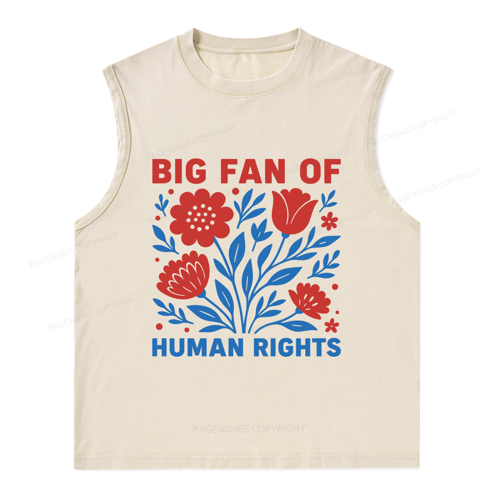 Pagewings Big Fan Of Human Rights Unisex Washed Tank Top