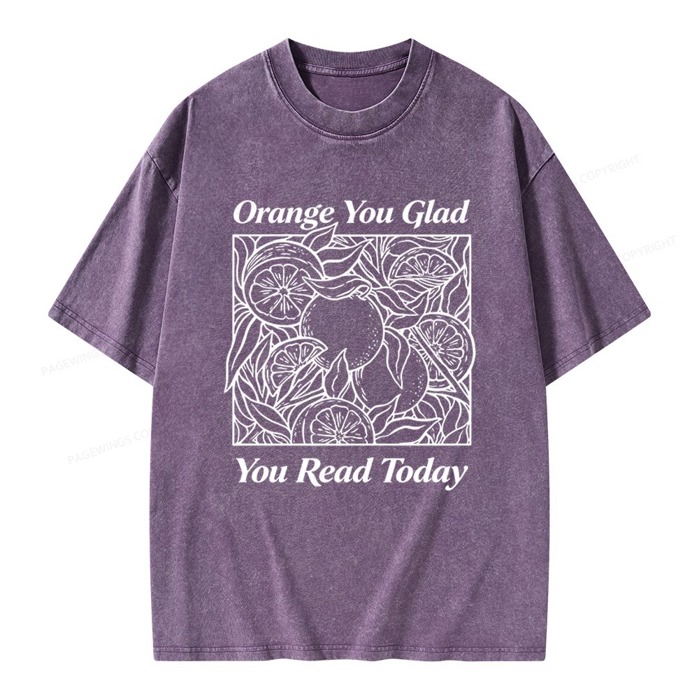 Pagewings Orange You Glad You Read Today Unisex Washed T-shirt