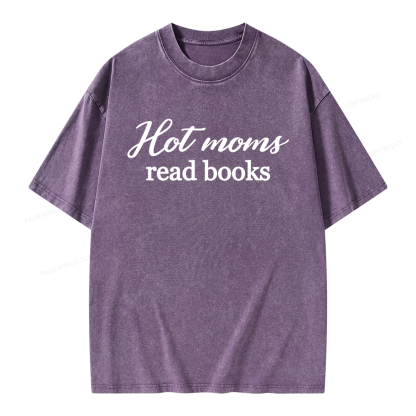 Pagewings Hot Moms Read Books Unisex Washed T-shirt