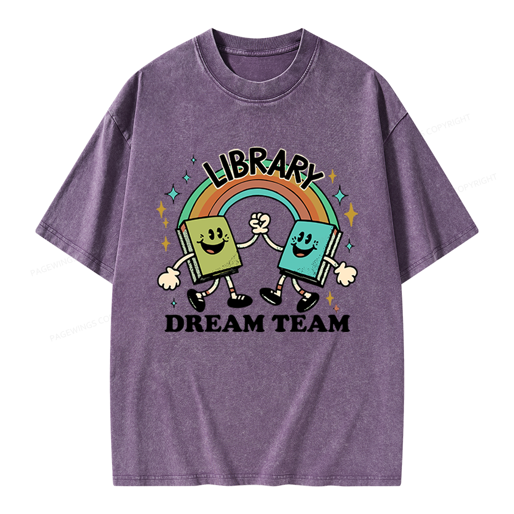 Pagewings Library Dream Team Funny Unisex Washed T-shirt