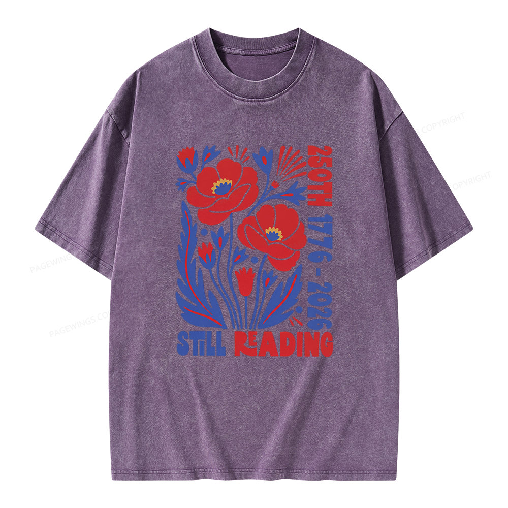 Pagewings Still Reading Unisex Washed T-shirt