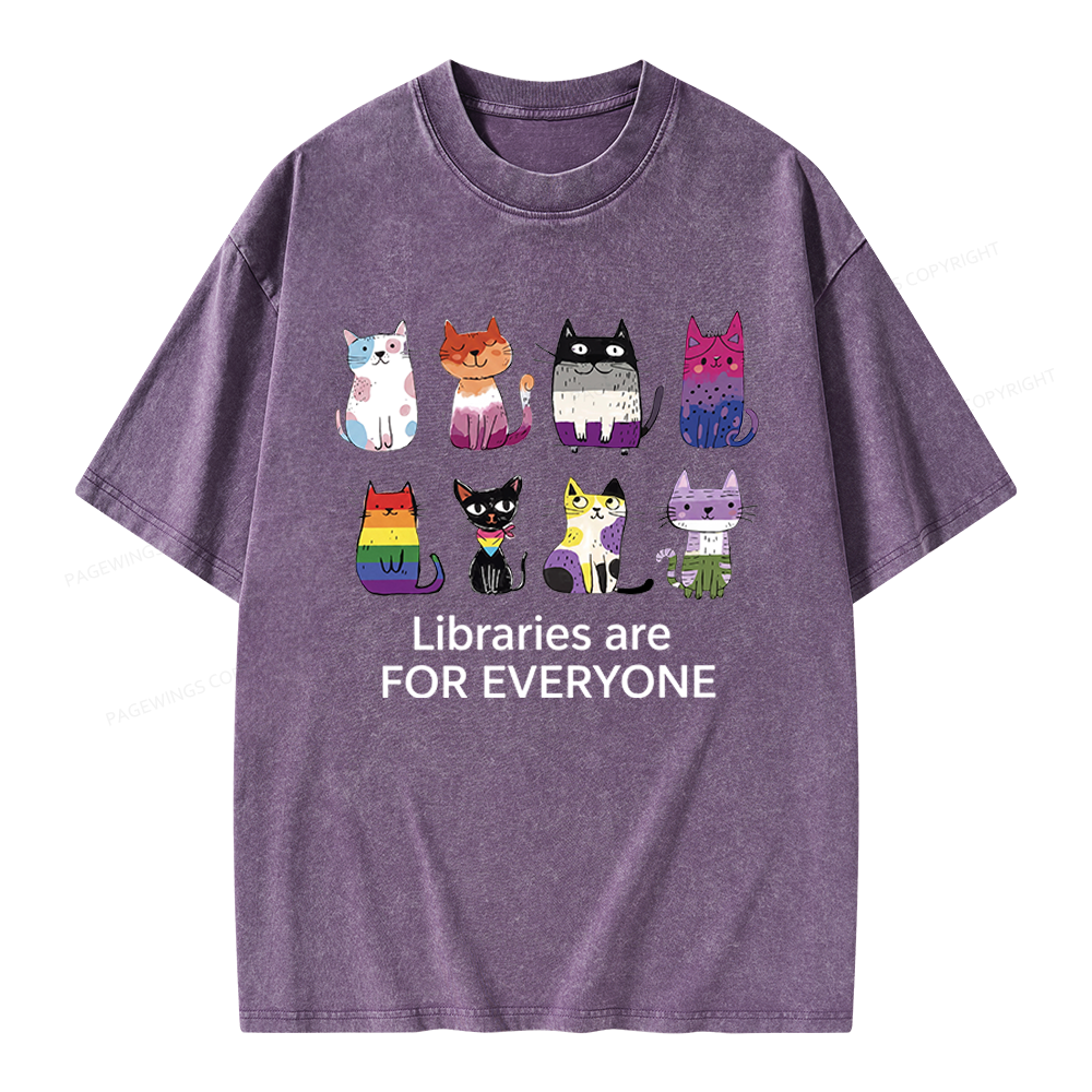 Pagewings Libraries Are For Everyone Unisex Washed T-shirt