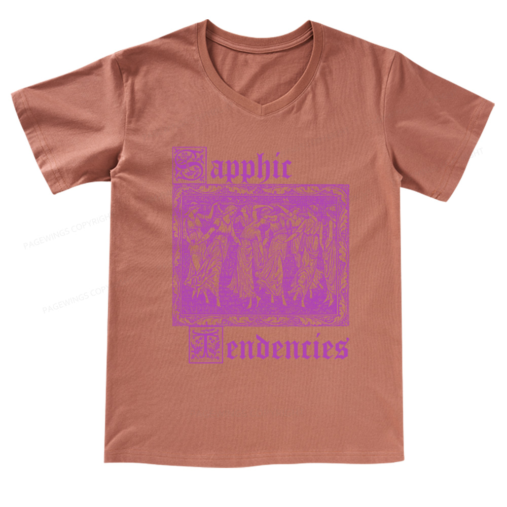 Pagewings Sapphic Tendencies V-neck T-shirt