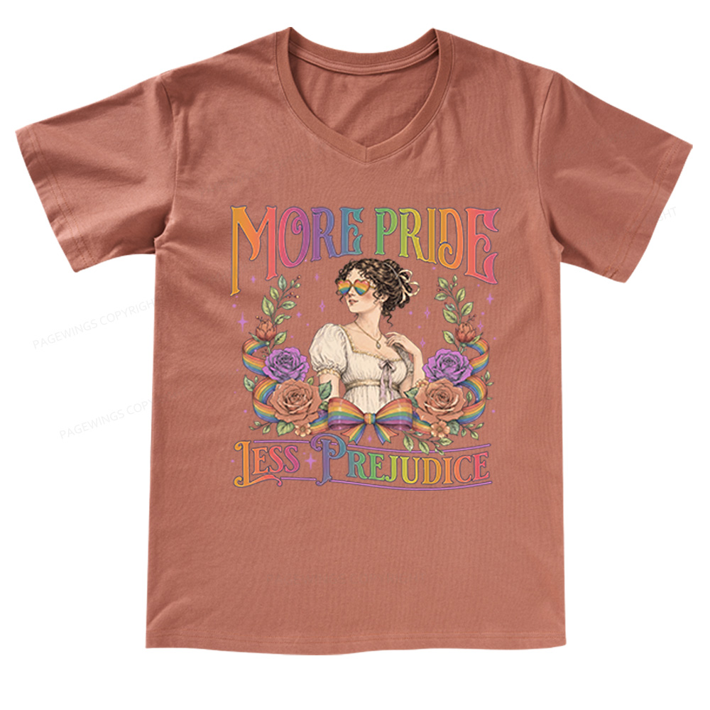 Pagewings More Pride Less Prejudice V-neck T-shirt