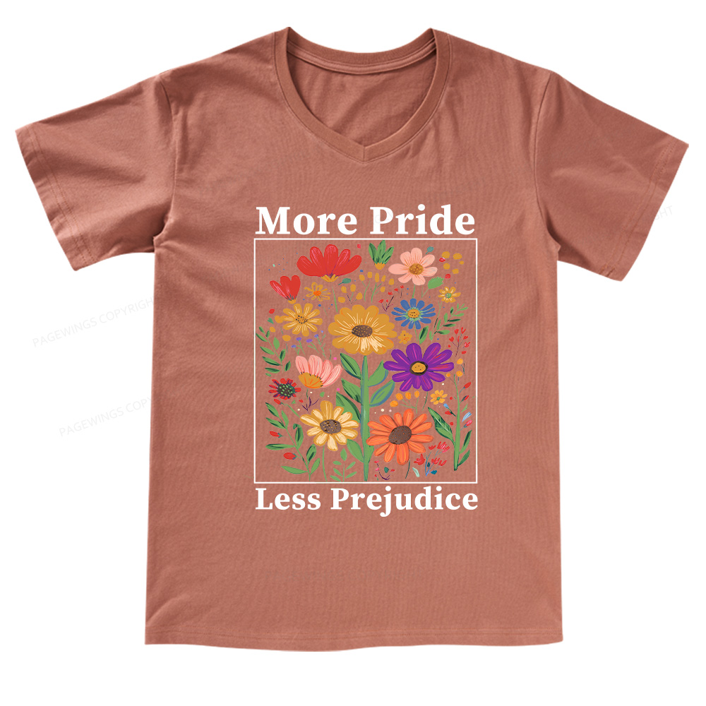 Pagewings More Pride Less Prejudice V-neck T-shirt