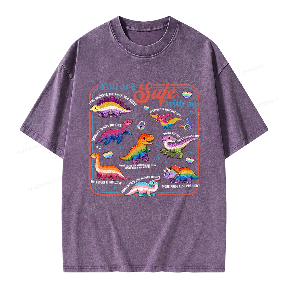 Pagewings You Are Safe With Me Unisex Washed T-shirt