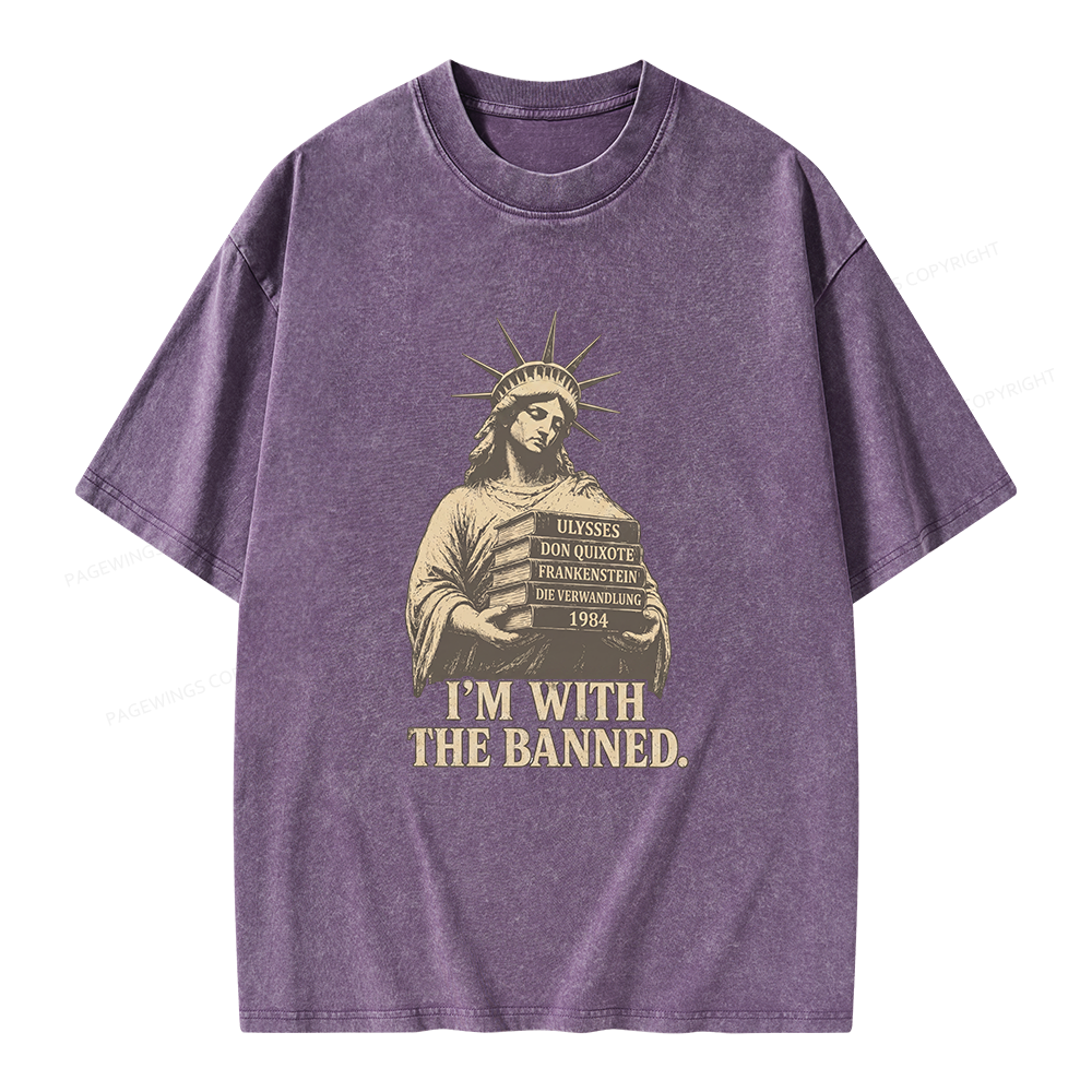 Pagewings I'm With The Banned Unisex Washed T-shirt