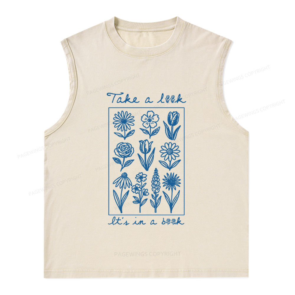 Pagewings Take A Look It’s In A Book Unisex Washed Tank Top
