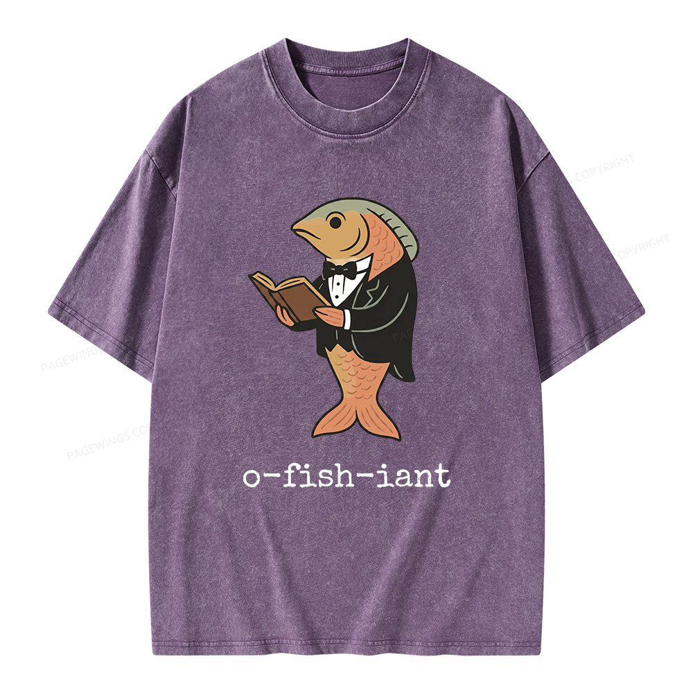 Pagewings Reading Fish Unisex Washed T-shirt