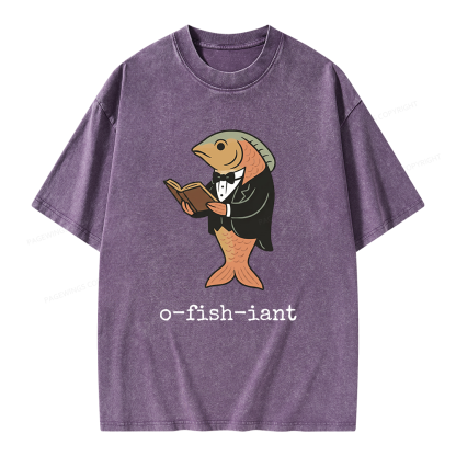 Pagewings Reading Fish Unisex Washed T-shirt