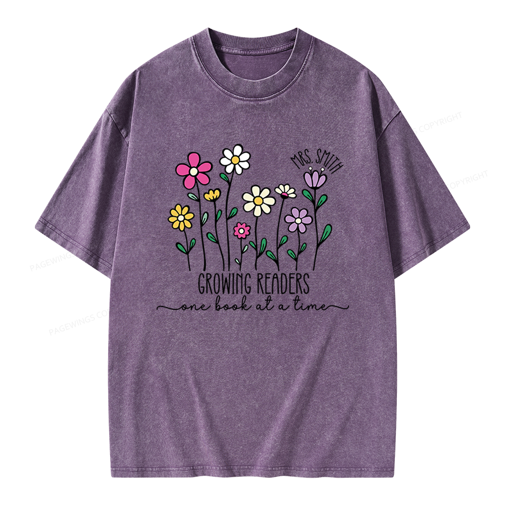 Pagewings Personalized Reading Teacher Unisex Washed T-shirt