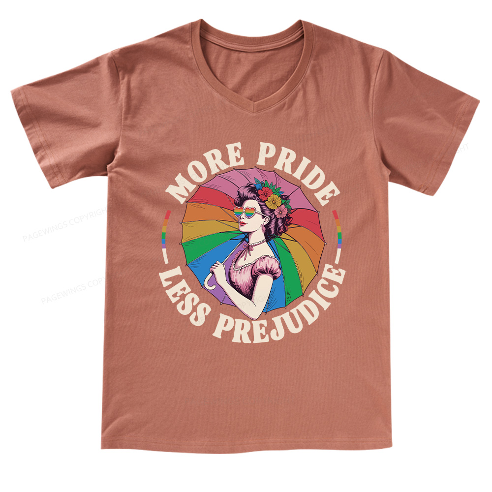 Pagewings More Pride Less Prejudice V-neck T-shirt