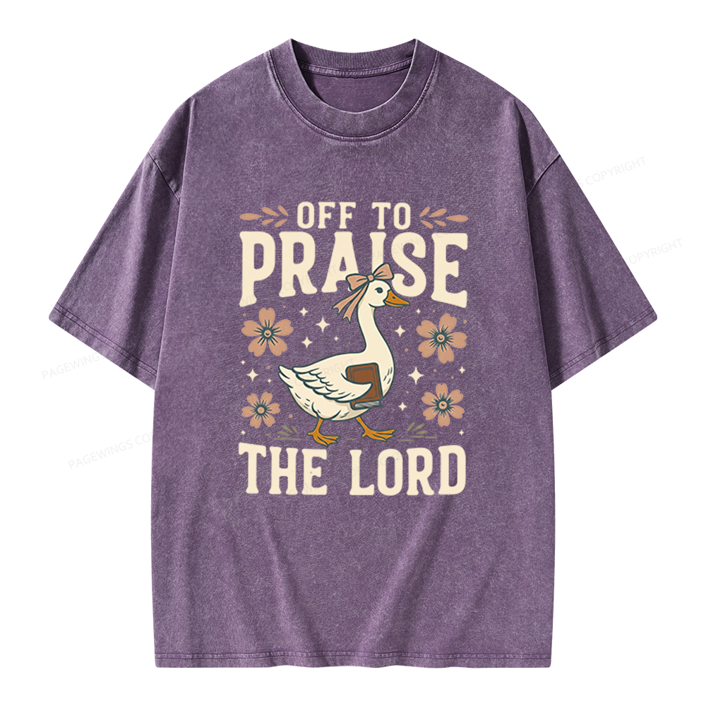 Pagewings Off to Praise the Lord Unisex Washed T-shirt